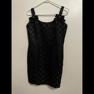 Roberta Black Checkered Bow Strap Cocktail Dress – Elegant & Rare